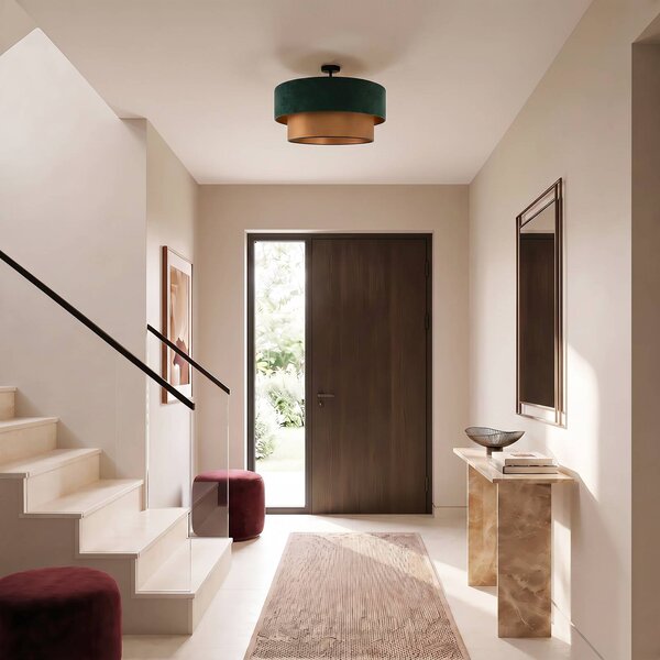Lampa sufitowa Dorina Duolla, zielony, kuchnia, tkanina / materiał / jedwab, młodzieżowy