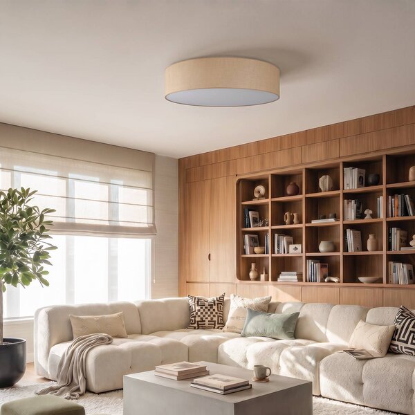 Lampa sufitowa Boho Duolla, brązowy / rdzawy, przedpokój, tkanina / materiał / jedwab