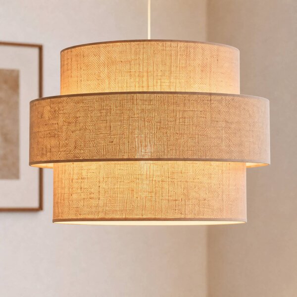 Lampa wisząca Space Duolla, brązowy / rdzawy, sypialnia, tkanina / materiał / jedwab