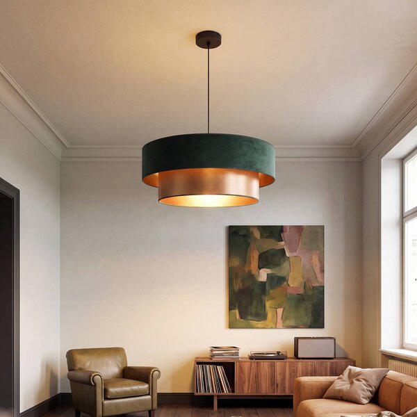 Lampa wisząca Dorina Duolla, zielony, sypialnia, tkanina / materiał / jedwab, młodzieżowy
