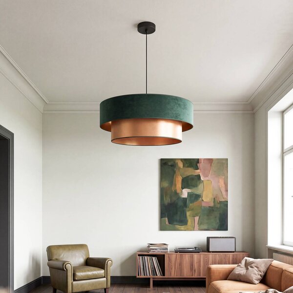Lampa wisząca Dorina Duolla, zielony, sypialnia, tkanina / materiał / jedwab, młodzieżowy