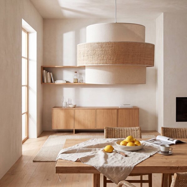Lampa wisząca Space Duolla, kremowy / amber, sypialnia, tkanina / materiał / jedwab, młodzieżowy