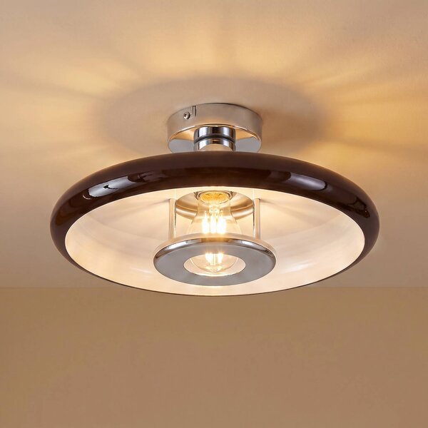 Lampa sufitowa Branford Lindby, możliwość ściemniania, brązowy / rdzawy, salon / jadalnia, metal, vintage
