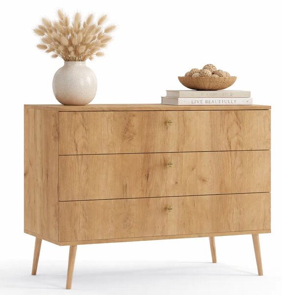 Minimalistyczna komoda boho dąb craft złoty W3-H38