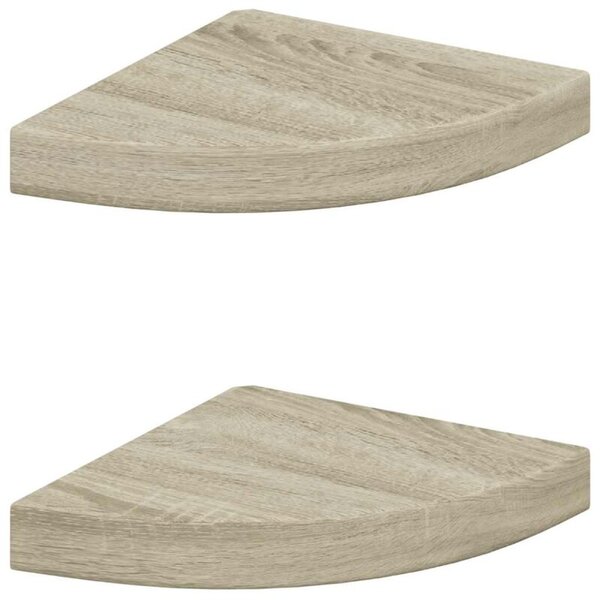 Narożne półki ścienne, 2 szt., kolor dębowy, 25x25x3,8 cm, mdf