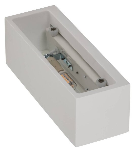Kinkiet Tjada Lindby, możliwość ściemniania, biały / opal, salon / jadalnia, gips / glina, nowoczesny