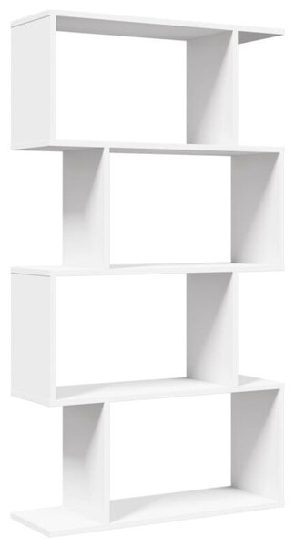 Regał na książki z 4 poziomami, biały, 70x24x129 cm, drewno konstrukcyjne