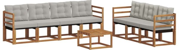 Zestaw mebli ogrodowych z litego drewna akacjowego z poduszkami, modularny, nowoczesny design