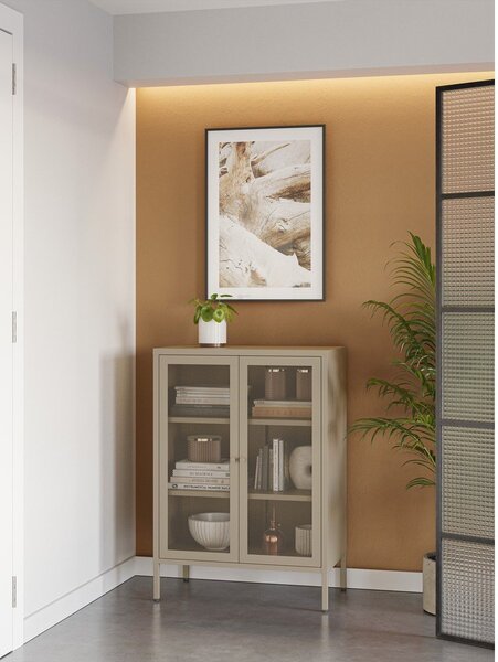 Kremowa metalowa szafka 70x100x40 cm Fayna – Marckeric