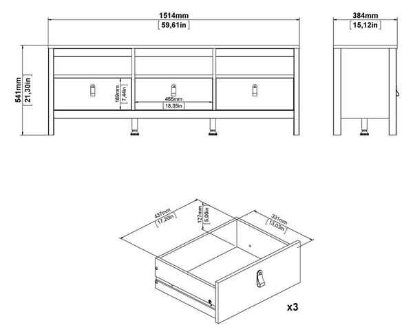 Szarobeżowa szafka pod TV 151x54x38 cm Madrid – Tvilum