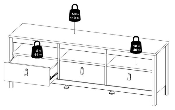 Szarobeżowa szafka pod TV 151x54x38 cm Madrid – Tvilum