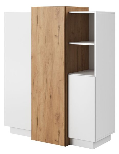 Komoda z drzwami Morten Biała, Dąb Craft Złoty