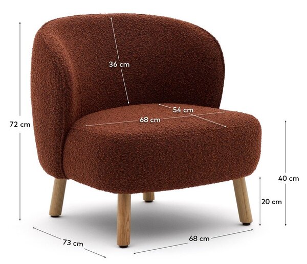 Fotel z materiału bouclé w kolorze terakoty Ulit – Kave Home