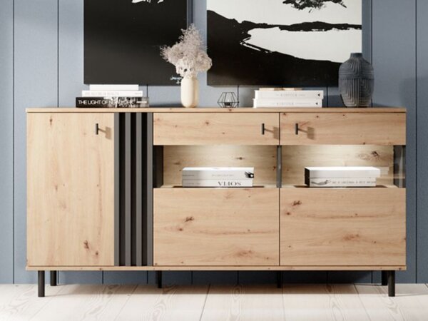 Komoda z drzwiami Malone Dąb Artisan, Antracyt