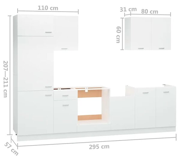 Zestaw białych nowoczesnych mebli kuchennych K8-B98