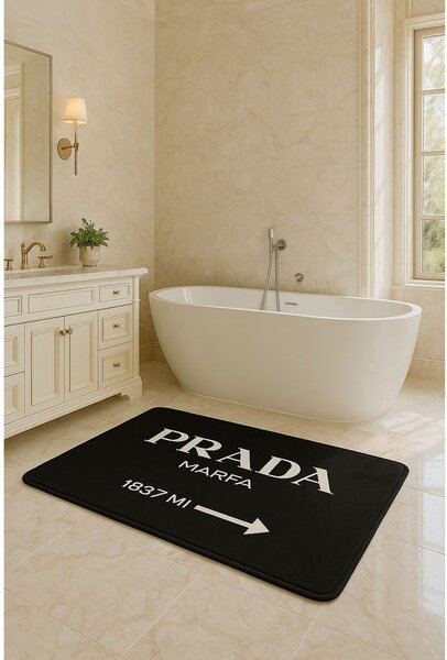Czarne aksamitne dywaniki łazienkowe zestaw 2 szt. 60x100 cm Prada – Mila Home
