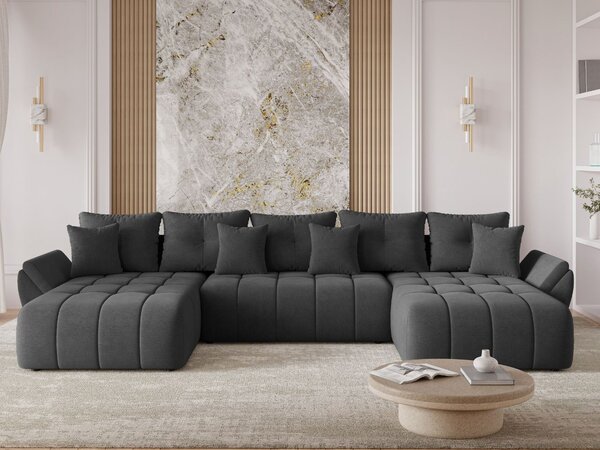 Narożnik U z funkcją spania i pojemnikiem Decor U Antracytowy