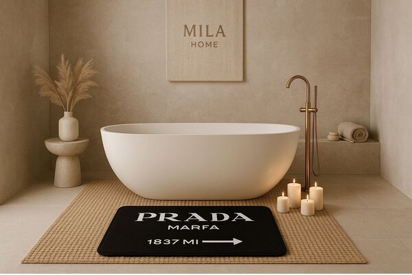 Czarne aksamitne dywaniki łazienkowe zestaw 2 szt. 60x100 cm Prada – Mila Home