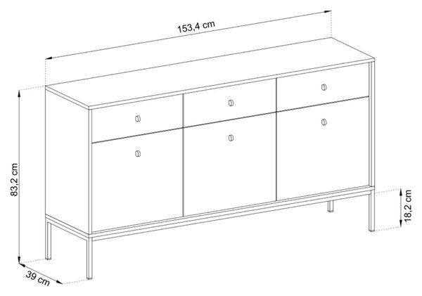 Komoda z drzwiami i szufladami na czarnych nóżkach 154 cm Amor Granatowa