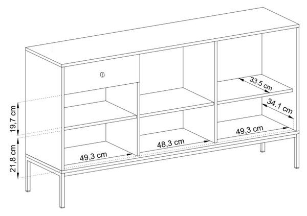 Komoda z drzwiami i szufladami na czarnych nóżkach 154 cm Amor Granatowa