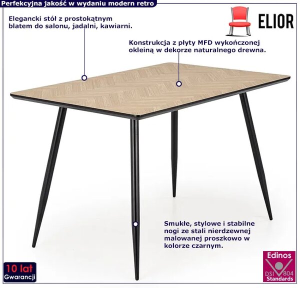 Prostokątny stół w stylu modern retro 120x80 D8-P74
