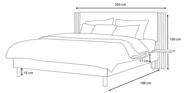 Jasnoszare łóżko dwuosobowe ze stelażem 140x190 cm Lior – Bobochic Paris