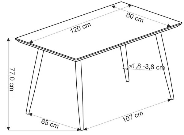Prostokątny stół w stylu modern retro 120x80 D8-P74