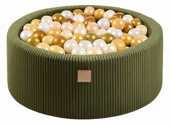Sztruksowy basen z kulkami w kolorze khaki 90x90x30 cm Montessori – Meowbaby