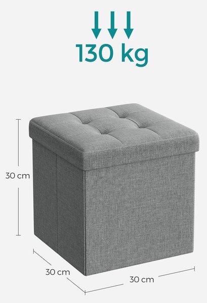 Taboretka z miejscem do przechowywania OTTOMAN 30x30 cm, szara