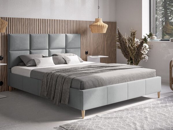 Łóżko tapicerowane ze stelażem 120x200 Luxe Jasny Szary
