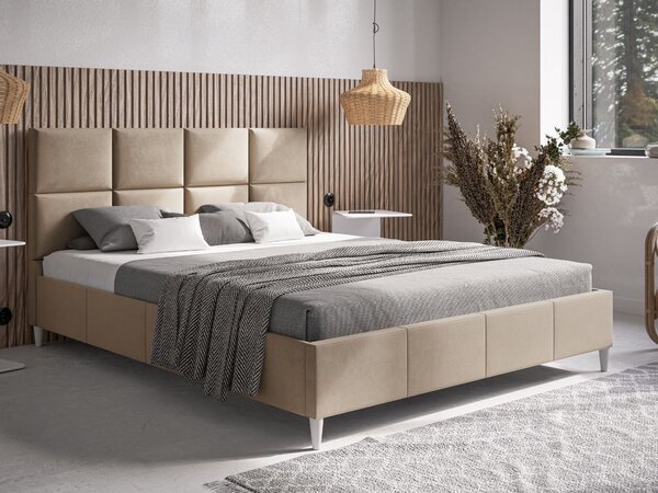 Łóżko tapicerowane ze stelażem 120x200 Luxe Beżowy