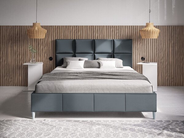 Łóżko tapicerowane ze stelażem 120x200 Luxe Ciemny szary