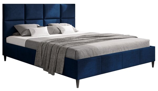 Łóżko tapicerowane ze stelażem 120x200 Luxe Ciemny niebieski
