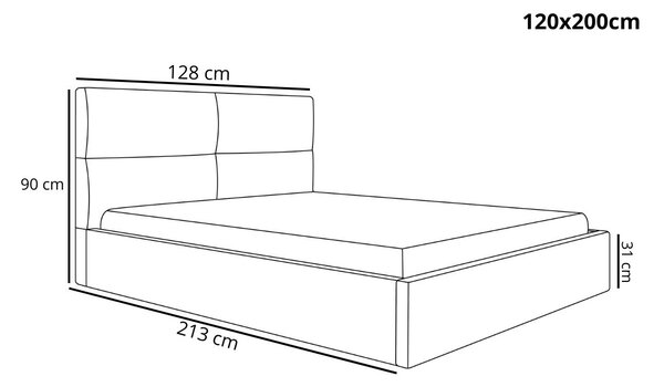 Łóżko tapicerowane z pojemnikiem i stelażem 120x200 Marad granatowe