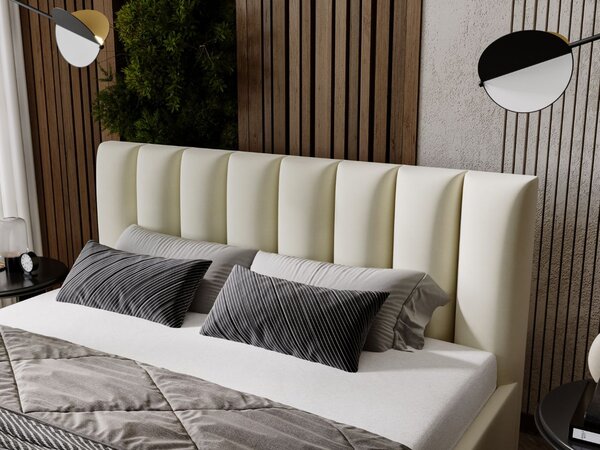 Łóżko tapicerowane z pojemnikiem i stelażem 120x200 Neos Beżowe
