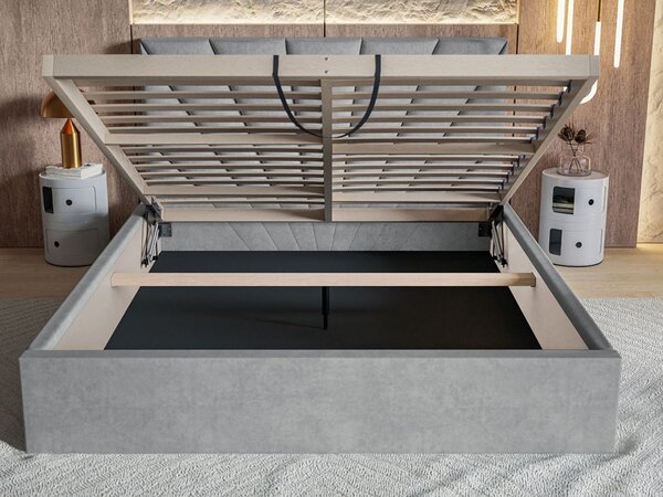 Łóżko tapicerowane z pojemnikiem i stelażem 120x200 Orlo różowe