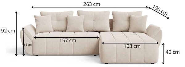 Narożnik L uniwersalny z funkcją spania i pojemnikiem Decor Antracytowy
