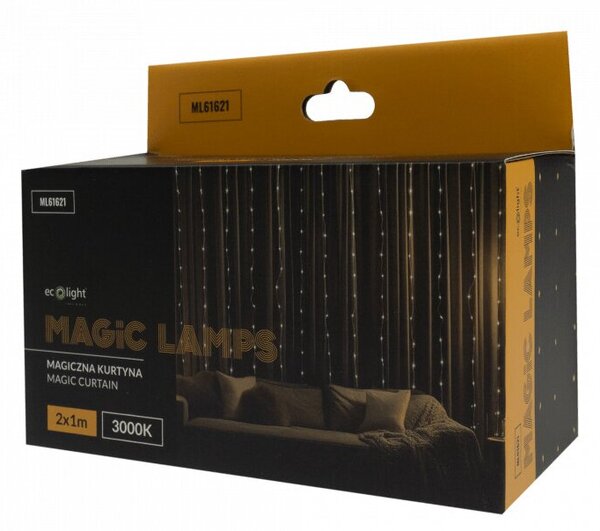 Kurtyna świetlna lampki świąteczne 200 LED 2x1m 3000K DC 5V MAGICZNE LAMPKI Ecolight