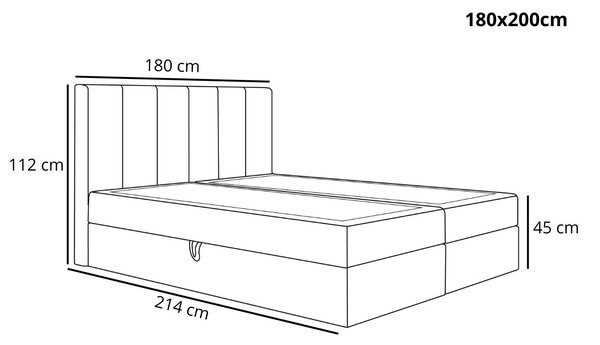Łóżko kontynentalne z pojemnikiem na pościel 180x200 Cascada Ciemnoniebieskie