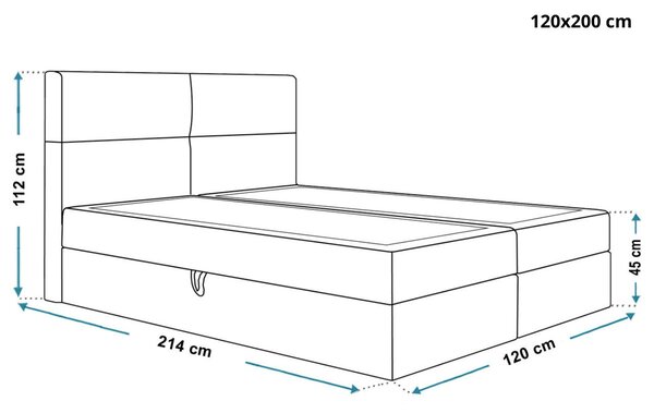 Łóżko kontynentalne z pojemnikiem na pościel 120x200 Hera Szare