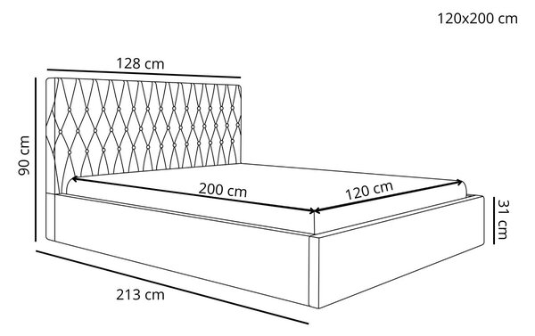 Łóżko tapicerowane z pojemnikiem i stelażem 120x200 Benny Beżowe