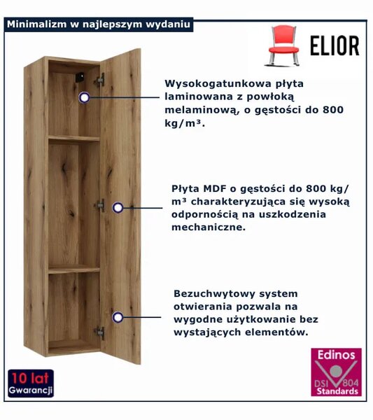 Ryflowana wisząca szafka lazienkowa dąb evoke M0-E65