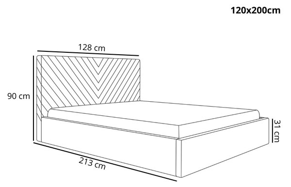 Łóżko tapicerowane z pojemnikiem i stelażem 120x200 Esma Ciemnoszare