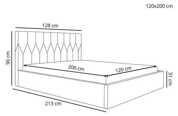 Łóżko tapicerowane z pojemnikiem i stelażem 120x200 Gaja Ciemnoszare