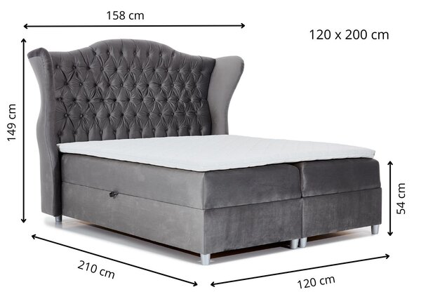 Łóżko kontynentalne z pojemnikiem na pościel 120x200 Kate Beżowe
