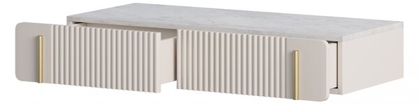 Toaletka Malmi 100 cm wisząca z szufladami - kaszmir / crema bianca / złoty