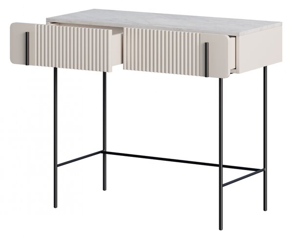 Toaletka Malmi 100 cm z szufladami - kaszmir / crema bianca / czarne nóżki