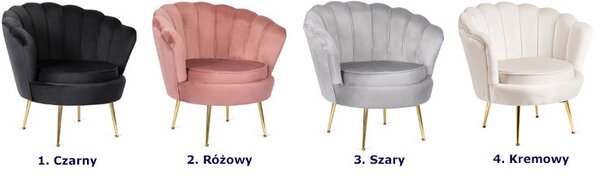 Czarny fotel muszelka w stylu glamour A7-K90