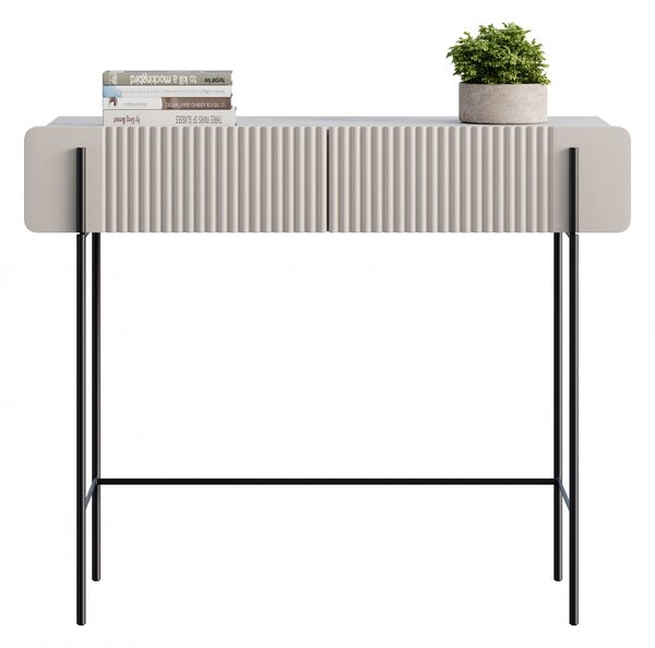 Toaletka Malmi 100 cm z szufladami - kaszmir / crema bianca / czarne nóżki