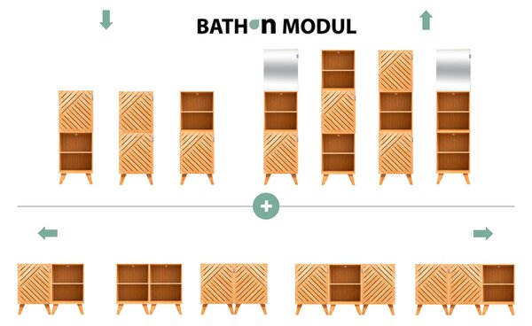 Szafka łazienkowa Bath n'modul, zamykana, bambus, 70 cm